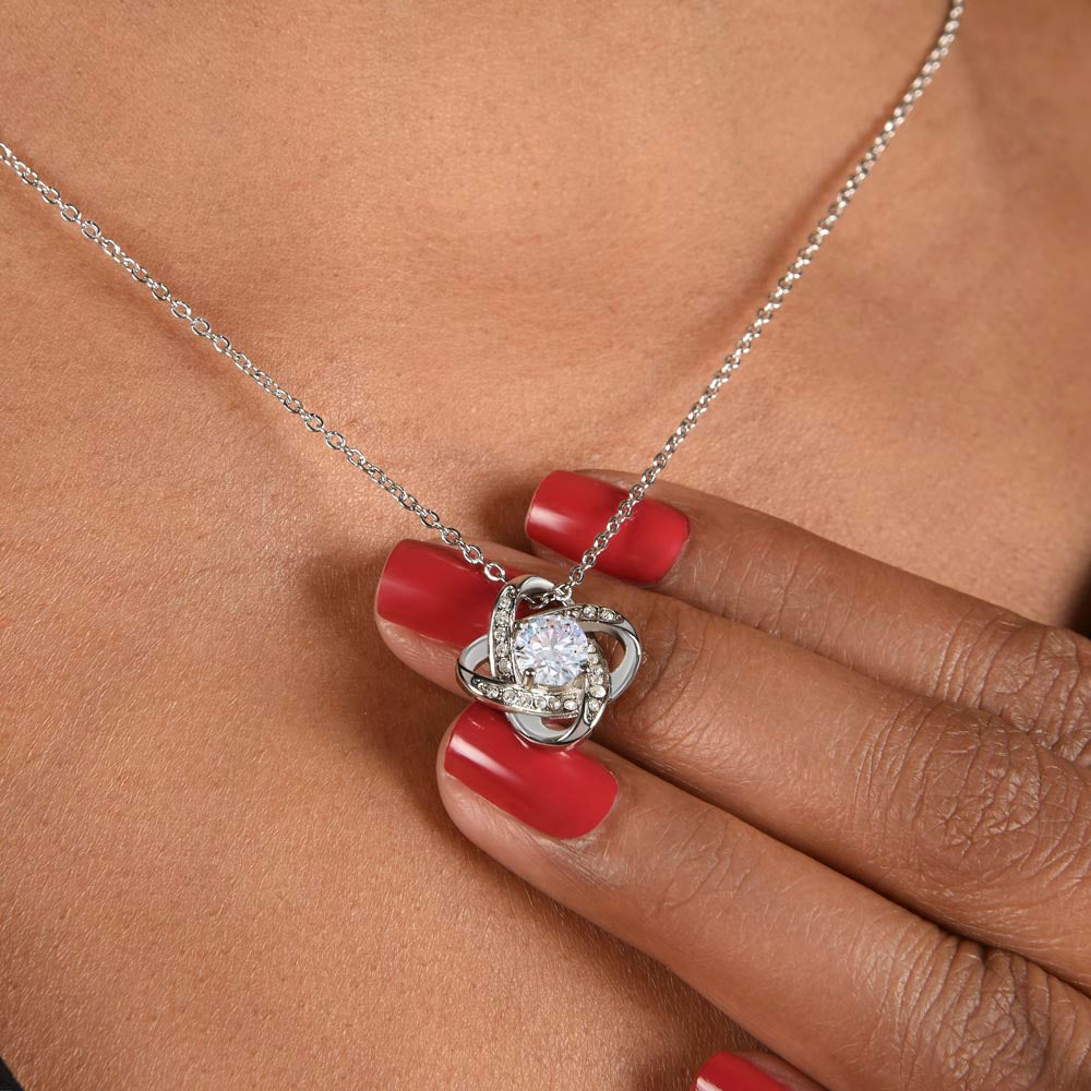 love knot necklace for granny with cubic zirconia pendant, sentimental grandma gift