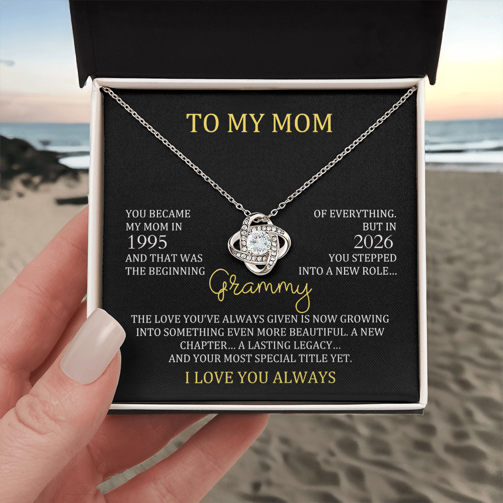personalized grammy necklace with mom year and grammy year, meaningful new grandma jewelry