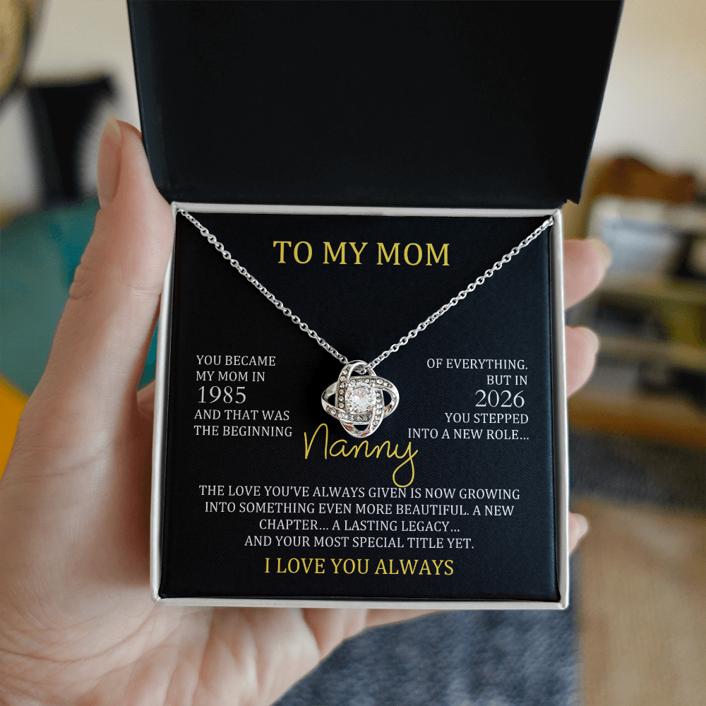 Nanny Necklace with Mom & Nanny Years – New Grandma Gift | Love Knot Necklace