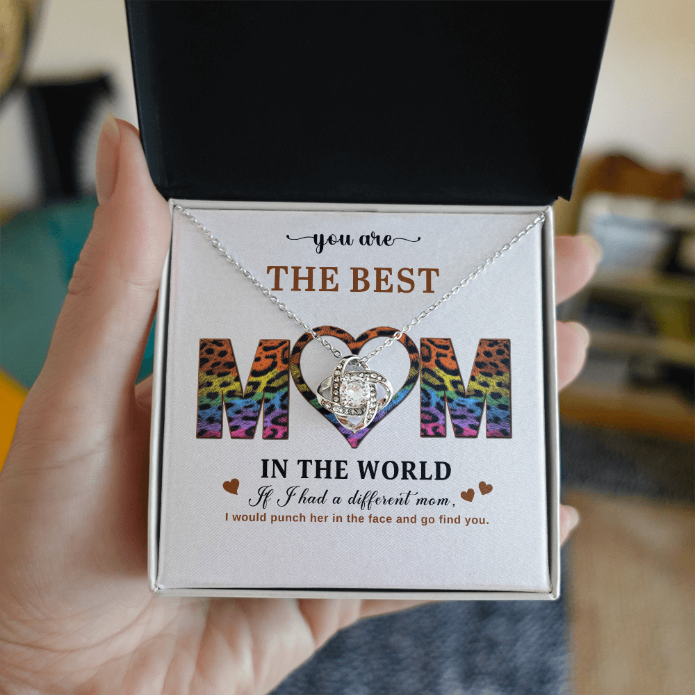 Love Knot Necklace for Mom – “Best Mom in the World” Gift from Daughter, Mother's Day Jewelry