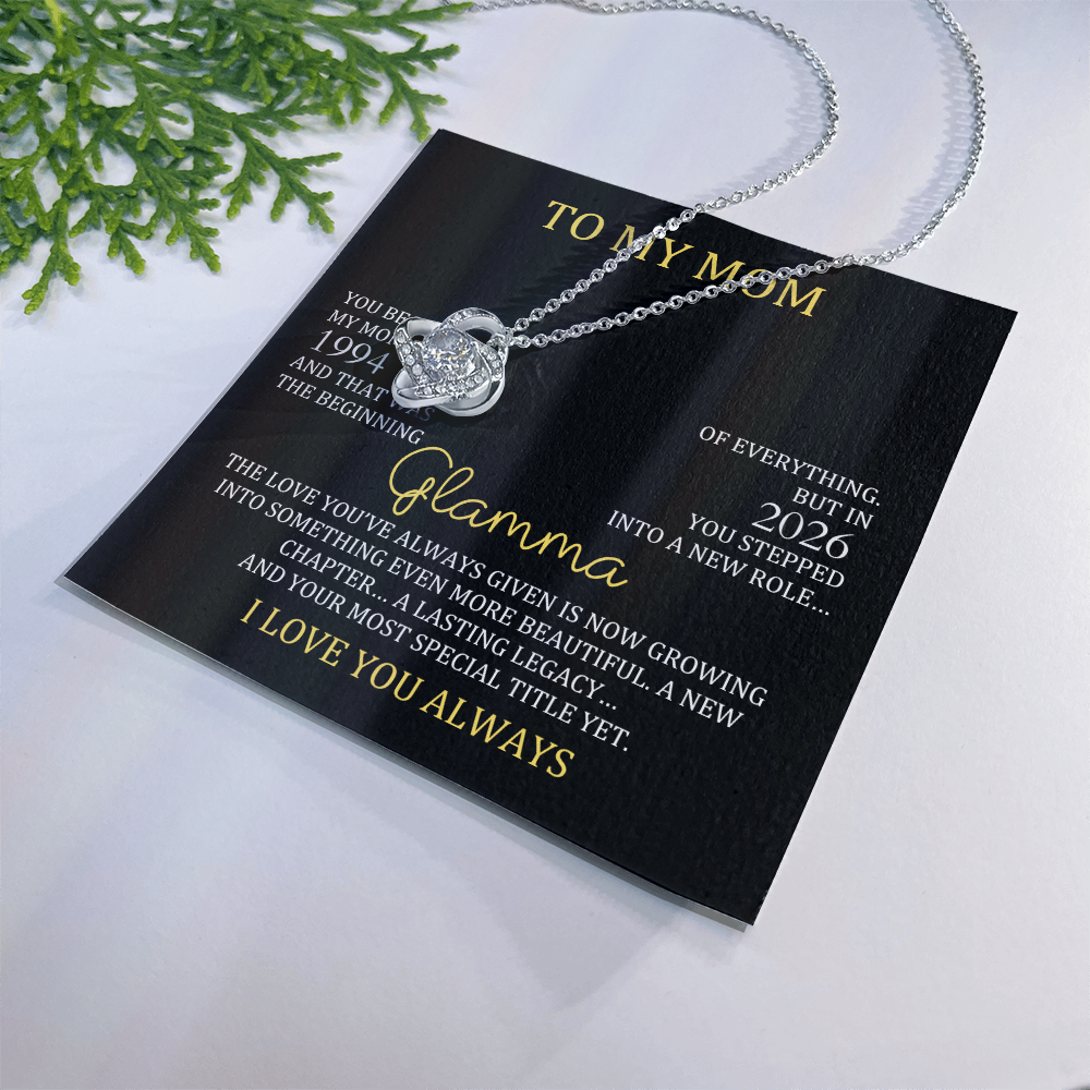 Glamma Necklace with Mom & Glamma Years – New Grandma Gift | Love Knot Necklace