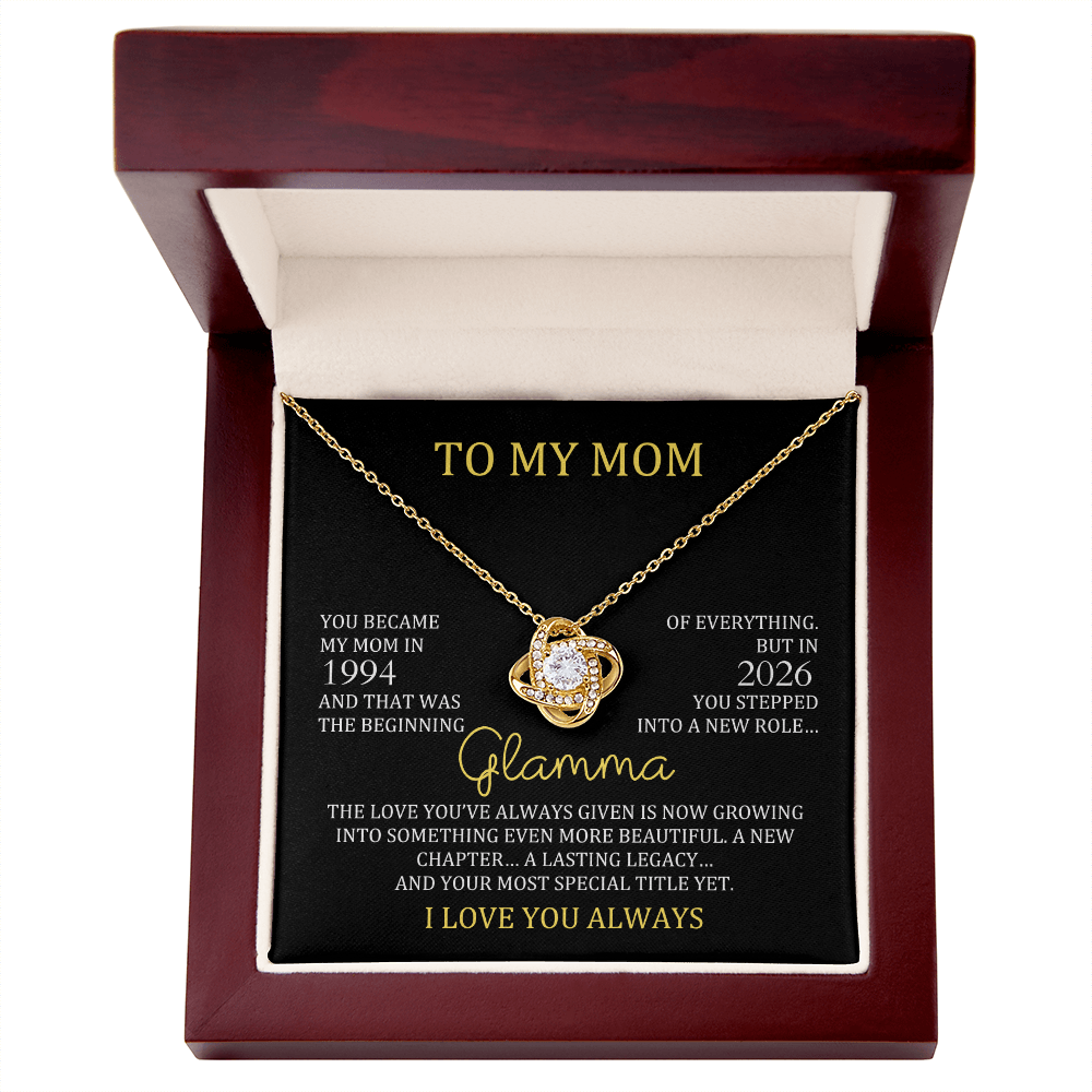 Glamma Necklace with Mom & Glamma Years – New Grandma Gift | Love Knot Necklace