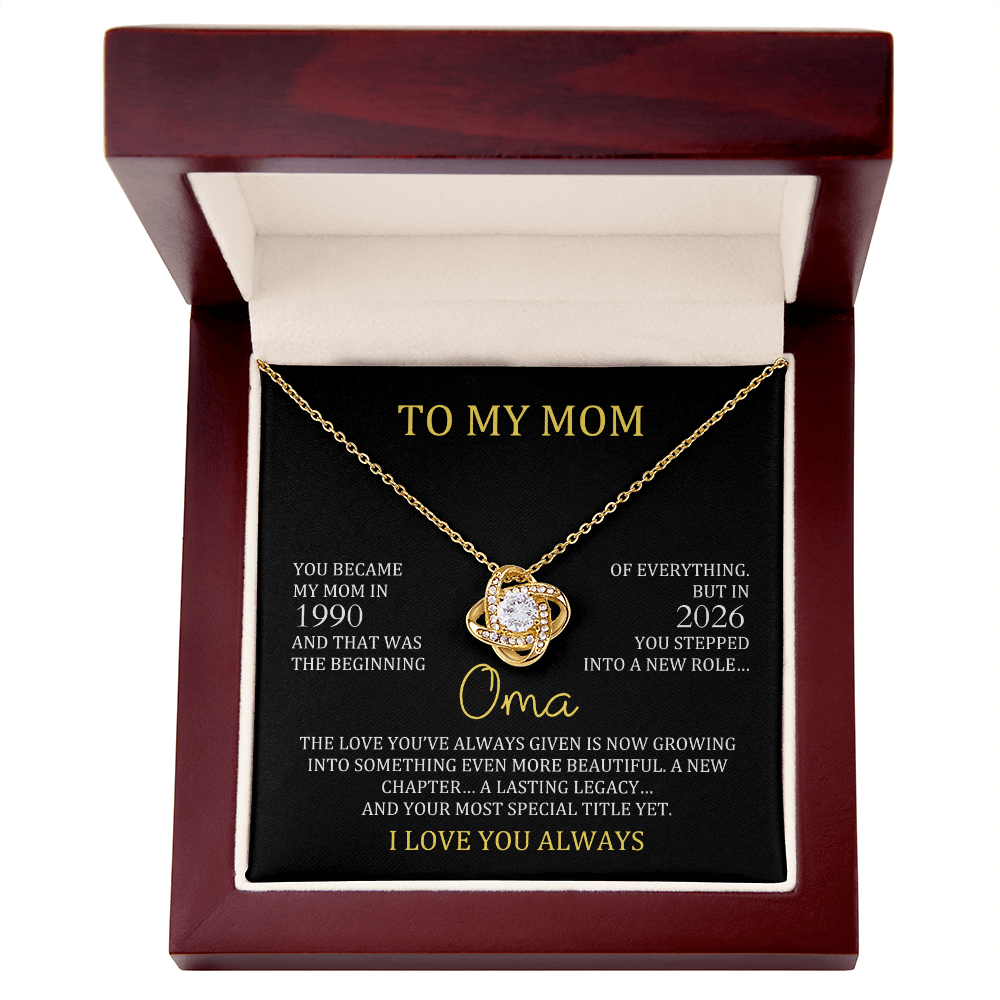 Oma Necklace with Mom & Oma Years – New Grandma Gift | Love Knot Necklace