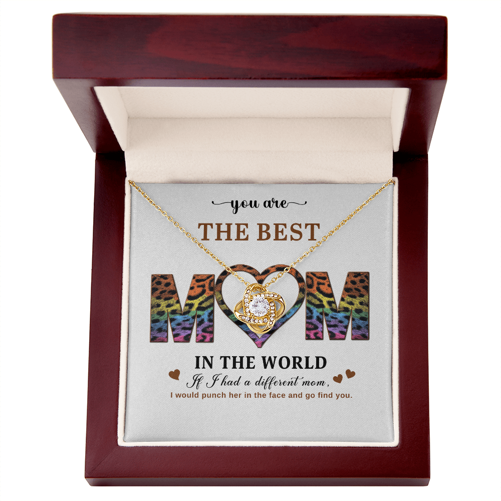 Love Knot Necklace for Mom – “Best Mom in the World” Gift from Daughter, Mother's Day Jewelry