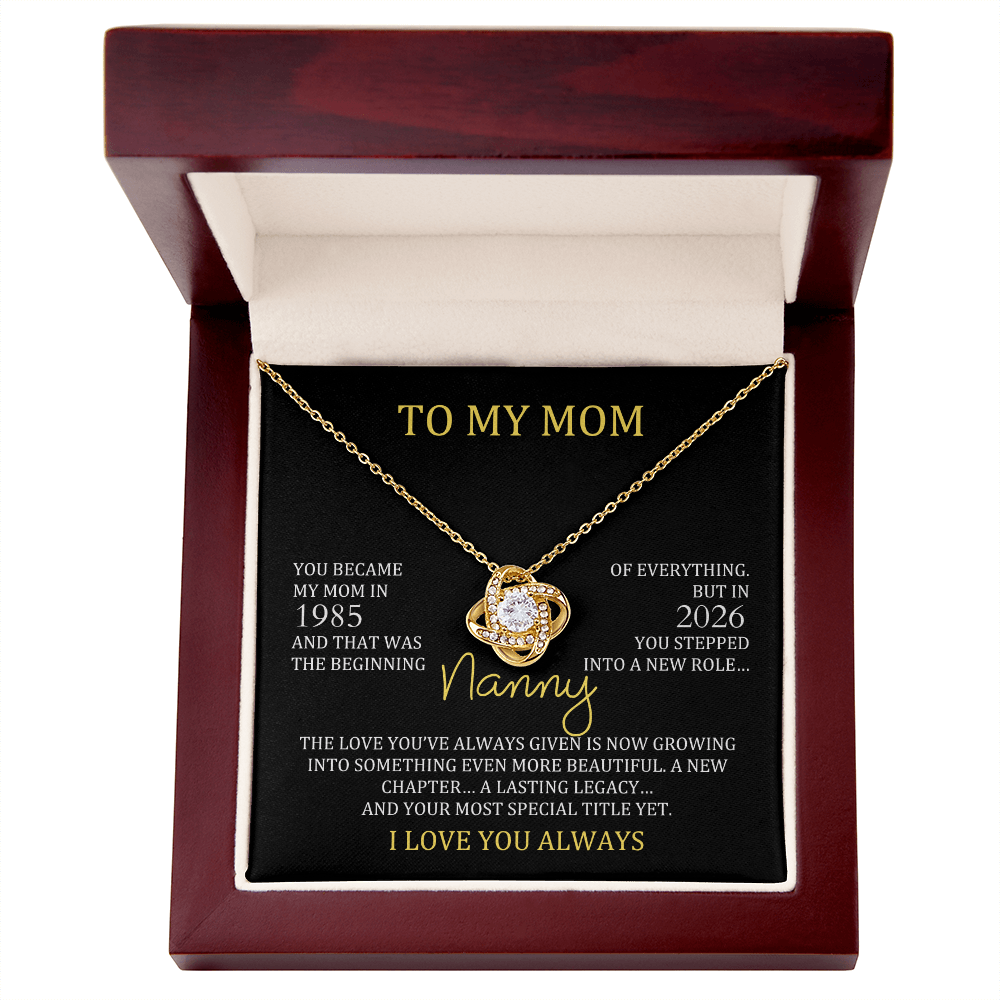Nanny Necklace with Mom & Nanny Years – New Grandma Gift | Love Knot Necklace