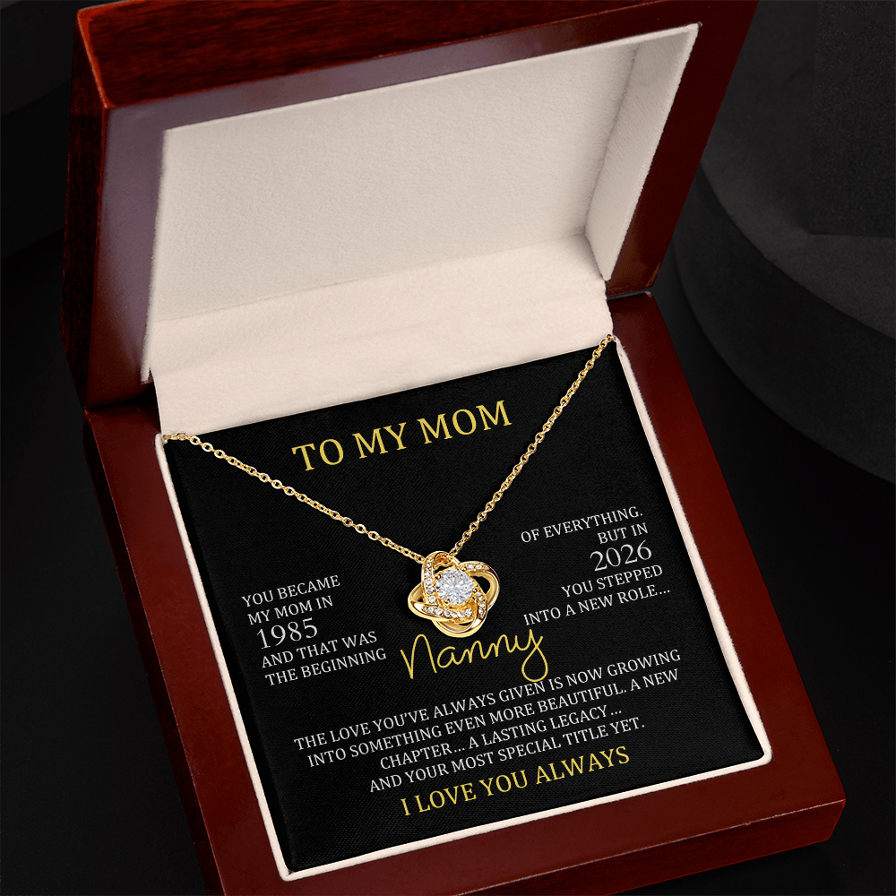 Nanny Necklace with Mom & Nanny Years – New Grandma Gift | Love Knot Necklace