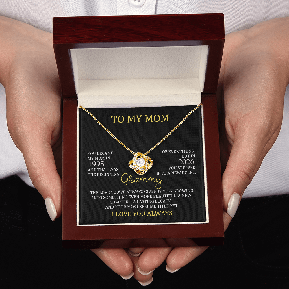 Grammy Necklace with Mom & Grammy Years – New Grandma Gift | Love Knot Necklace