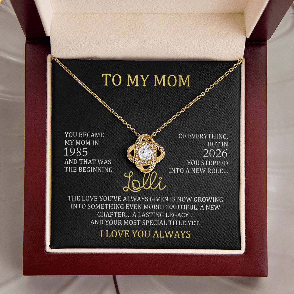 Lolli Necklace with Mom & Lolli Years – New Grandma Gift - Love Knot Necklace