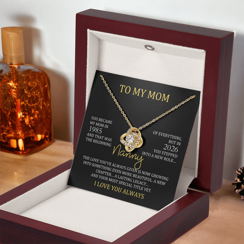 Nanny Necklace with Mom & Nanny Years – New Grandma Gift | Love Knot Necklace