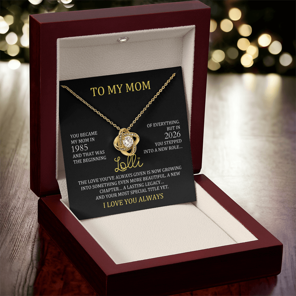 Lolli Necklace with Mom & Lolli Years – New Grandma Gift - Love Knot Necklace