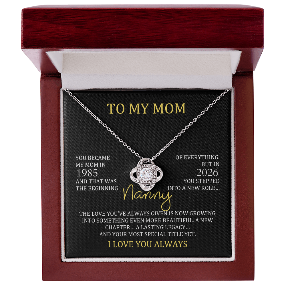 Nanny Necklace with Mom & Nanny Years – New Grandma Gift | Love Knot Necklace
