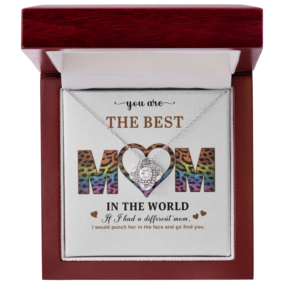Love Knot Necklace for Mom – “Best Mom in the World” Gift from Daughter, Mother's Day Jewelry