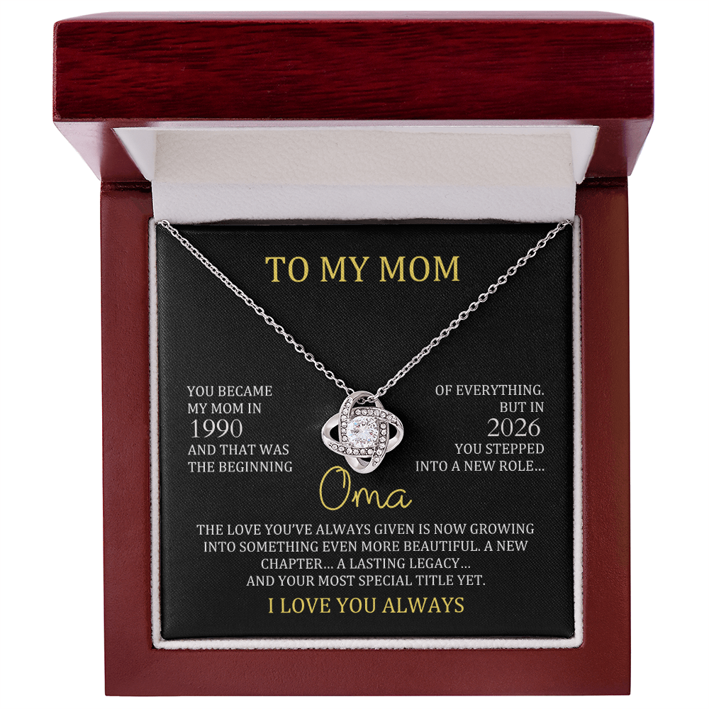 Oma Necklace with Mom & Oma Years – New Grandma Gift | Love Knot Necklace