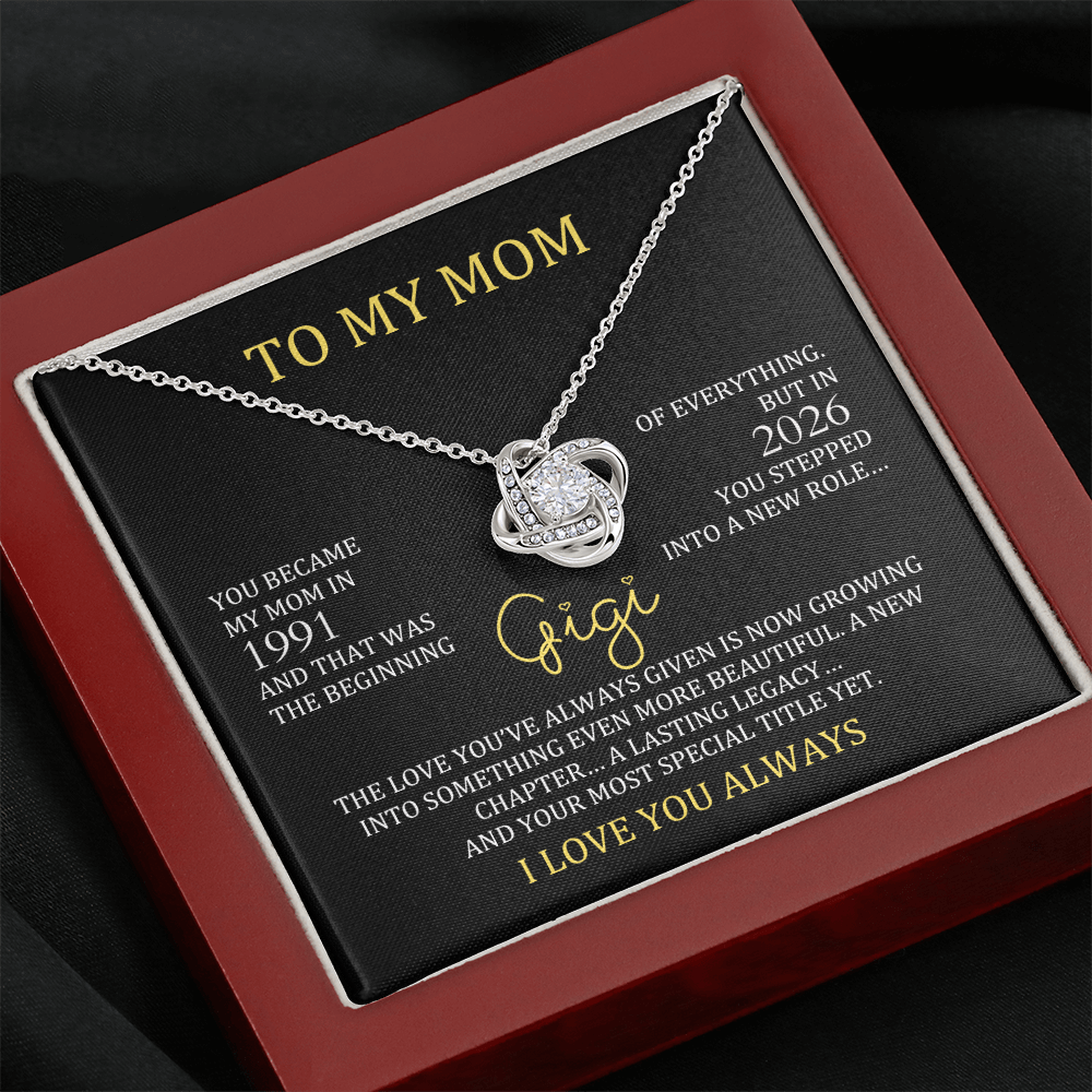 Gigi Necklace with Mom & Gigi Years – New Grandma Gift | Love Knot Necklace