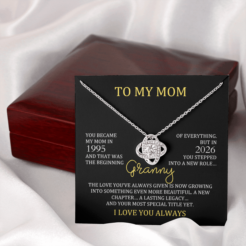 Granny Necklace with Mom & Granny Years – New Grandma Gift | Love Knot Necklace