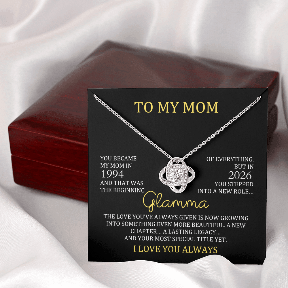 Glamma Necklace with Mom & Glamma Years – New Grandma Gift | Love Knot Necklace