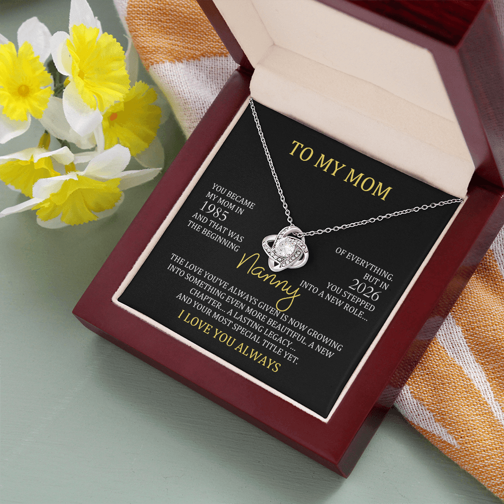 Nanny Necklace with Mom & Nanny Years – New Grandma Gift | Love Knot Necklace