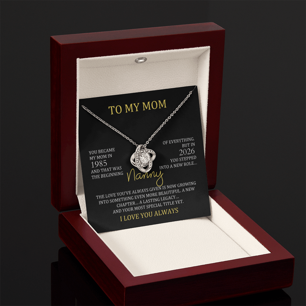 Nanny Necklace with Mom & Nanny Years – New Grandma Gift | Love Knot Necklace
