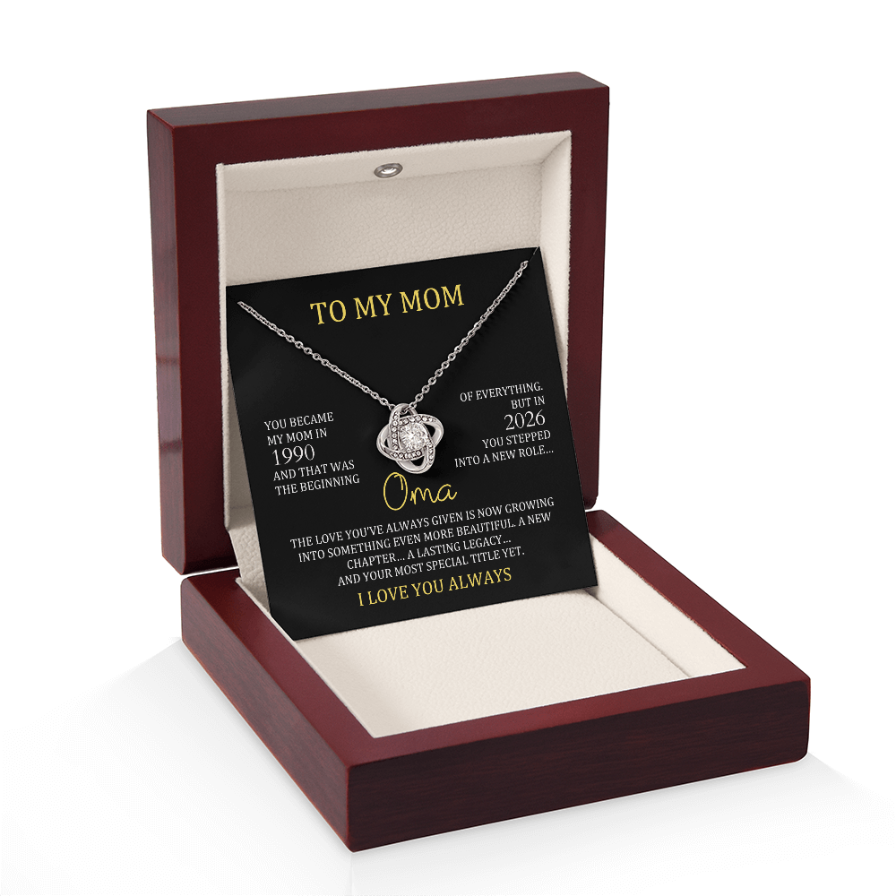 oma necklace in luxury gift box for first time grandma gift