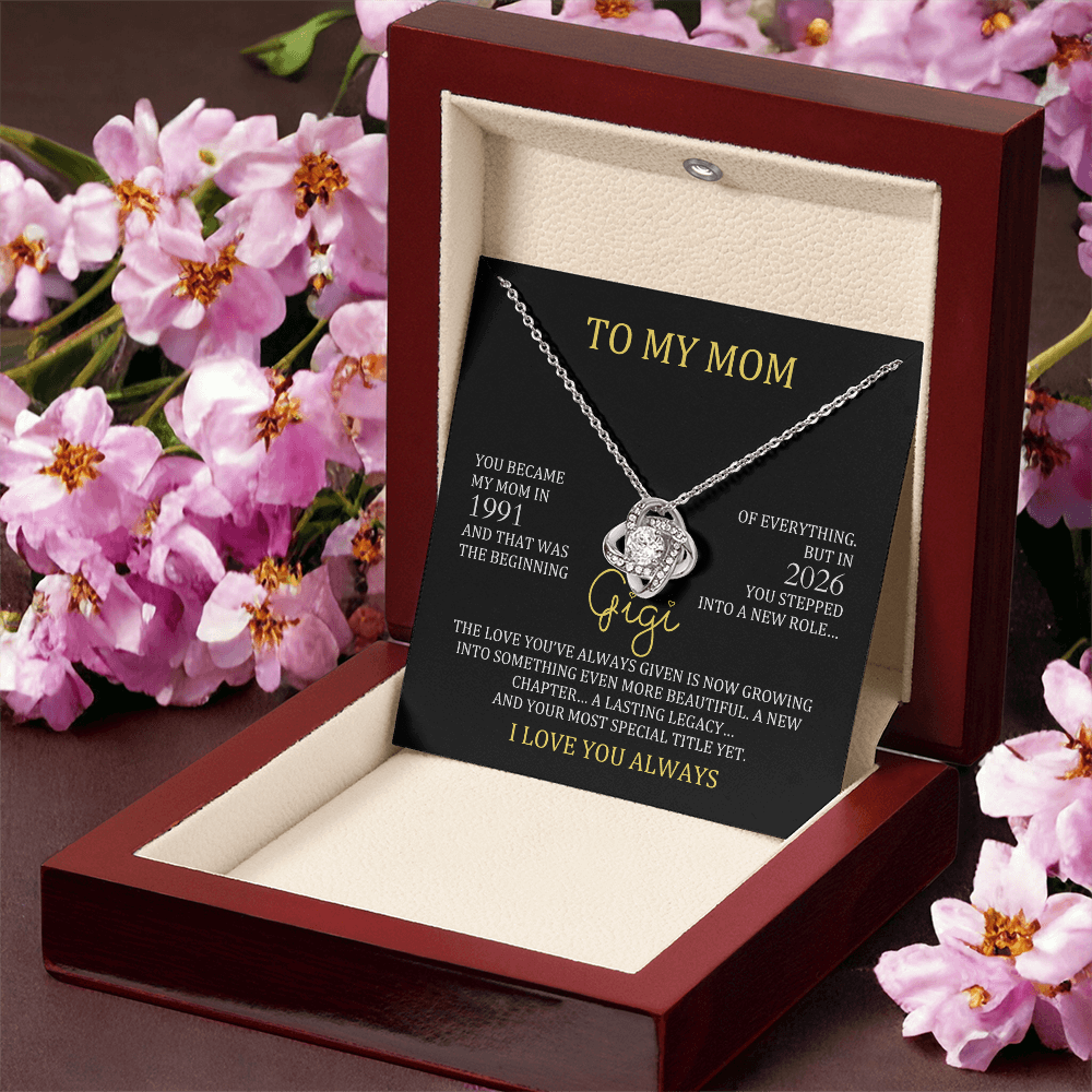 Gigi Necklace with Mom & Gigi Years – New Grandma Gift | Love Knot Necklace