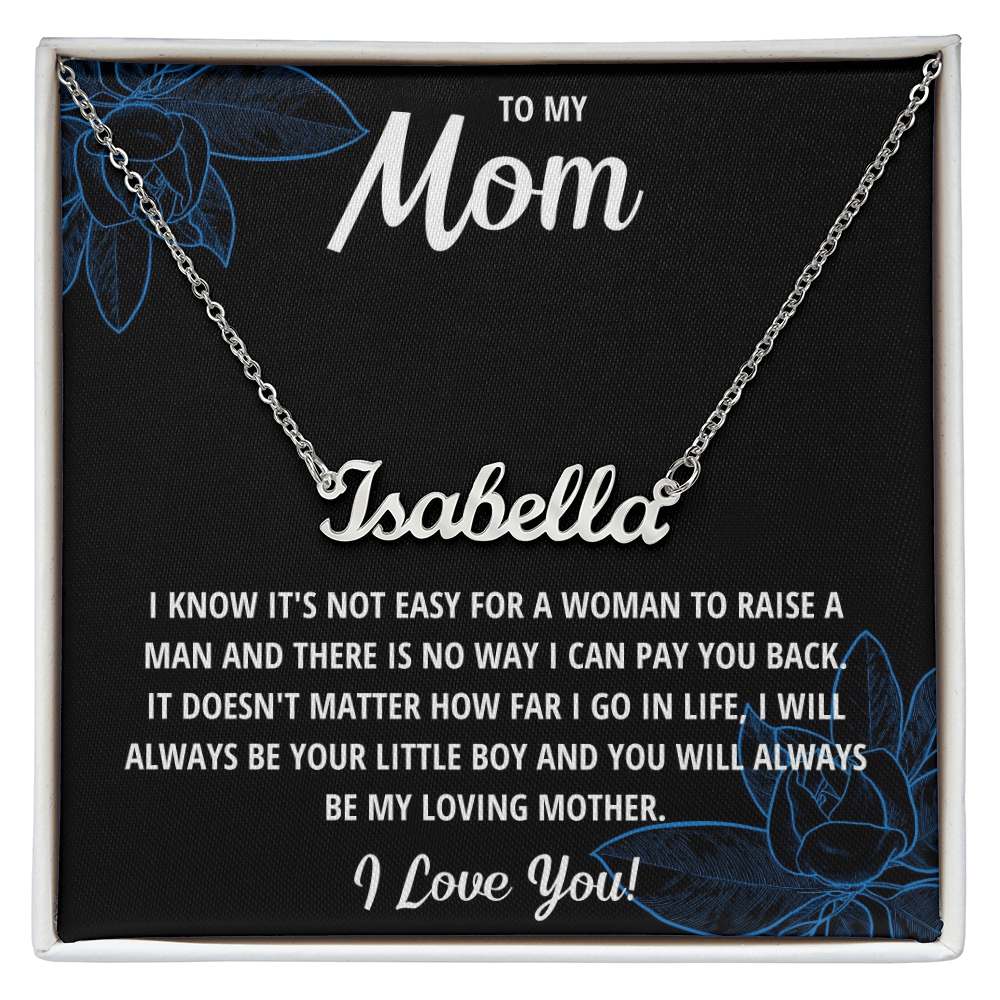 To My Mom Name Necklace from Son – Personalized Jewelry Gift, Custom Cursive Name Necklace