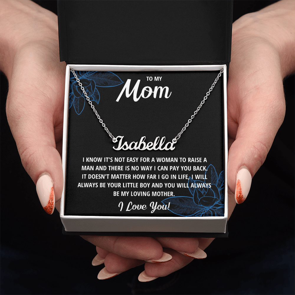 To My Mom Name Necklace from Son – Personalized Jewelry Gift, Custom Cursive Name Necklace