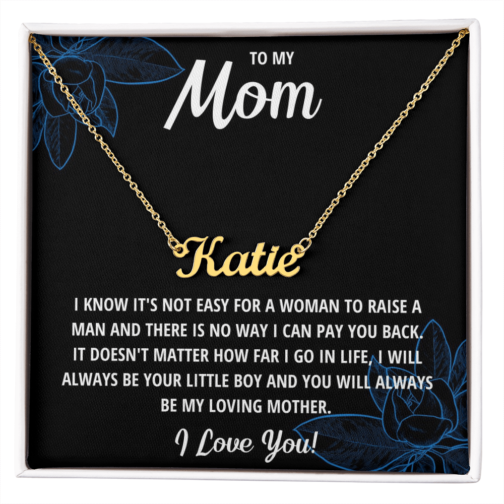 To My Mom Name Necklace from Son – Personalized Jewelry Gift, Custom Cursive Name Necklace