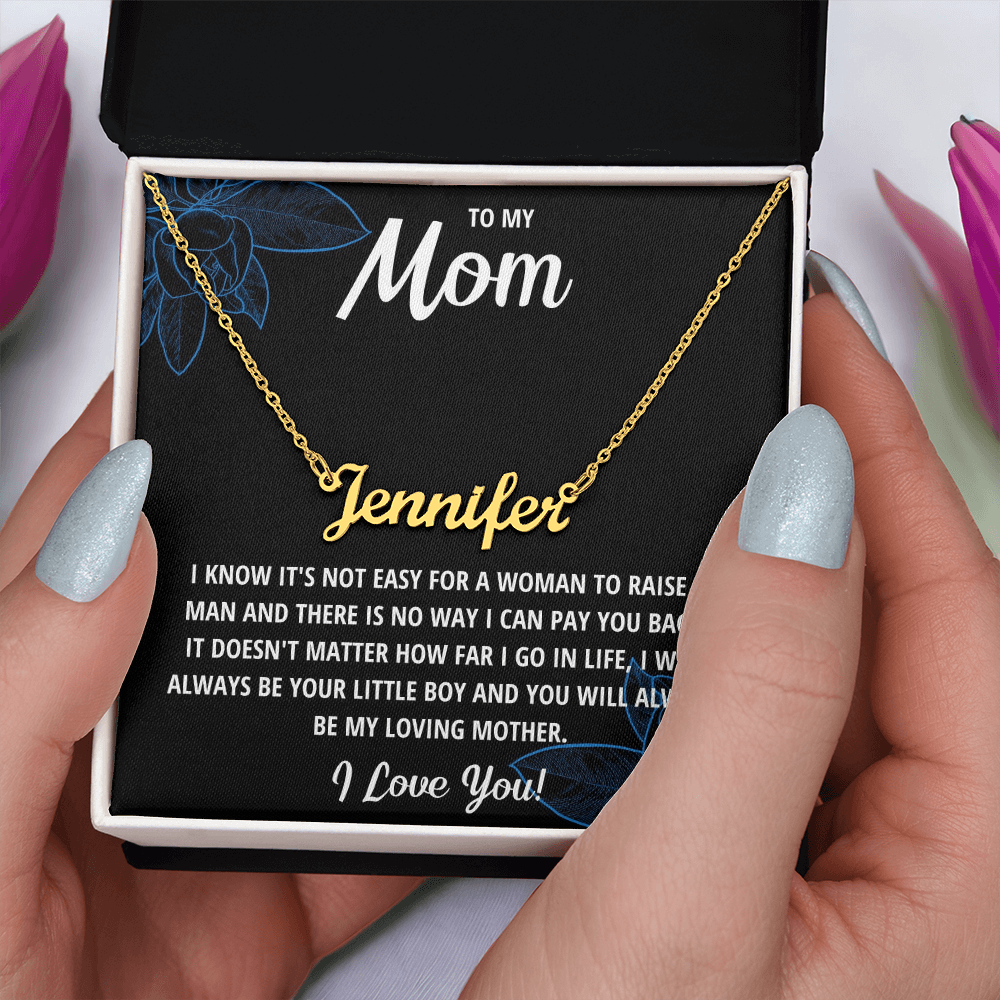 To My Mom Name Necklace from Son – Personalized Jewelry Gift, Custom Cursive Name Necklace