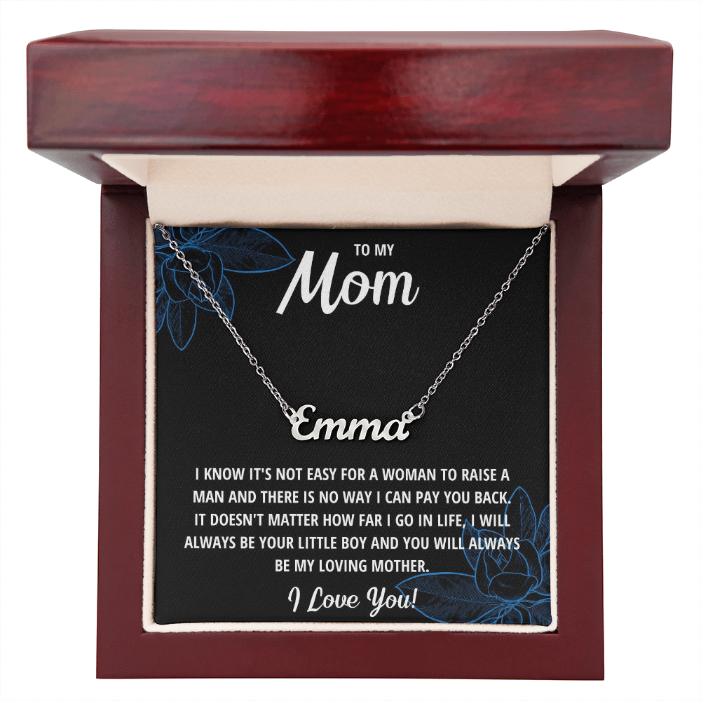 To My Mom Name Necklace from Son – Personalized Jewelry Gift, Custom Cursive Name Necklace