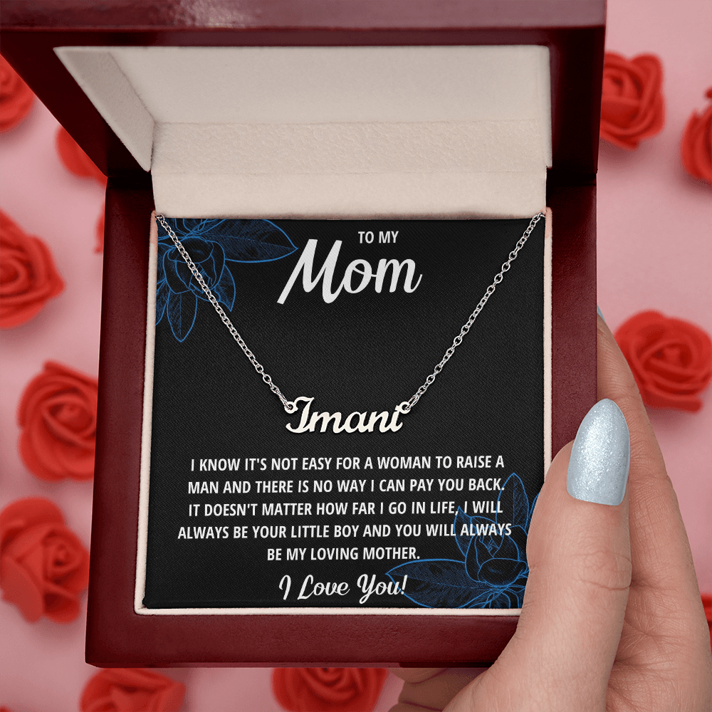 To My Mom Name Necklace from Son – Personalized Jewelry Gift, Custom Cursive Name Necklace