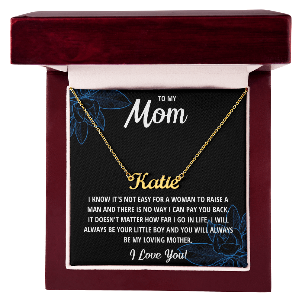 To My Mom Name Necklace from Son – Personalized Jewelry Gift, Custom Cursive Name Necklace