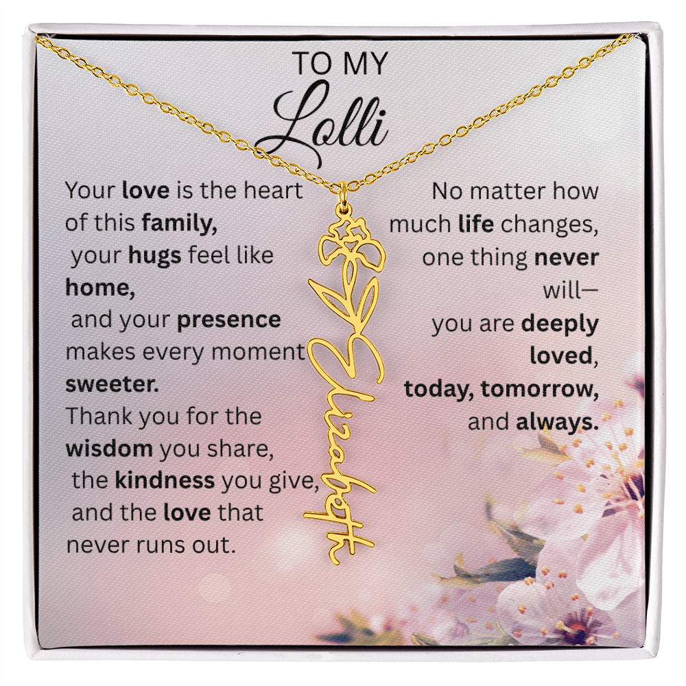 Personalized Lolli Flower Name Necklace – Custom Birth Flower Gift from Grandkids