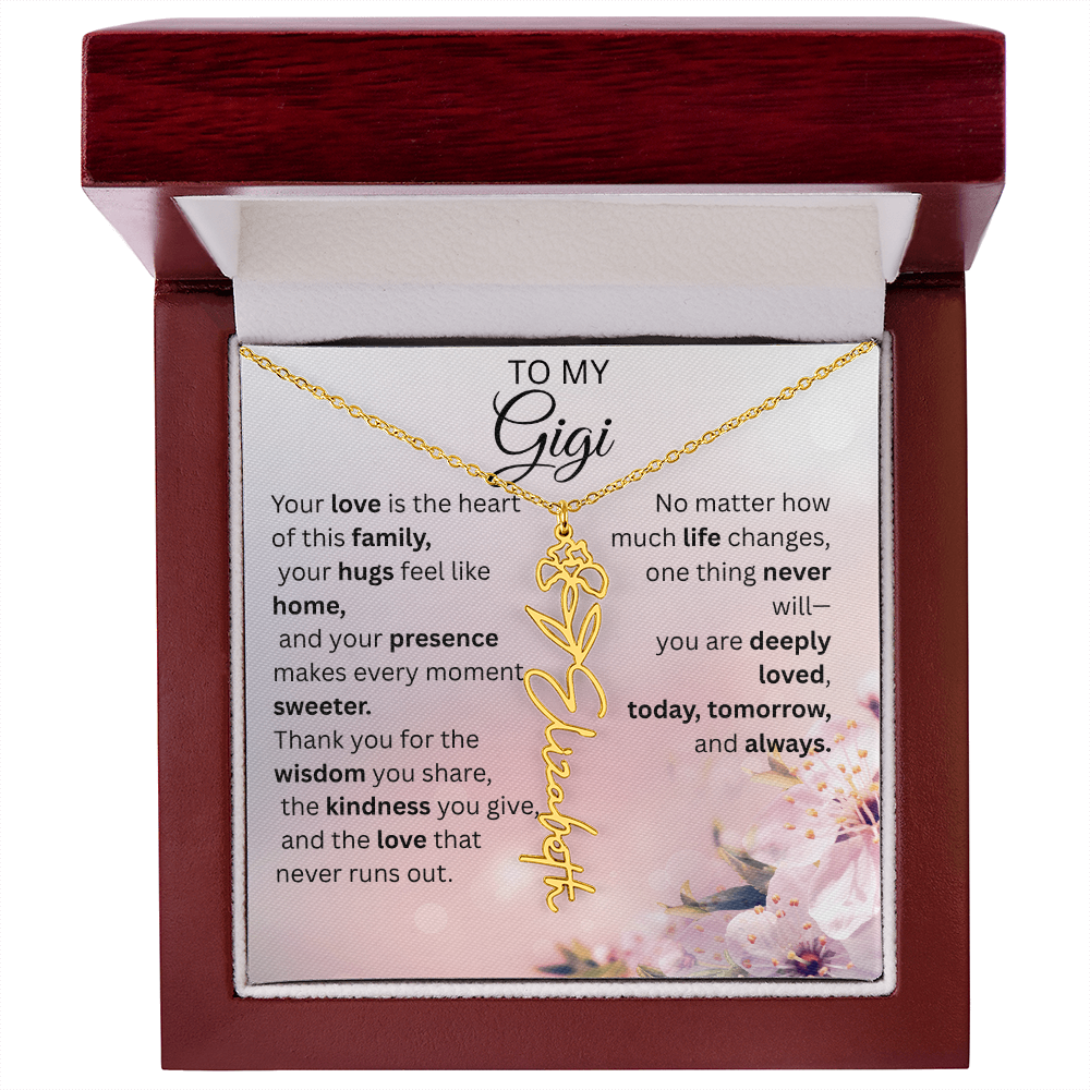 Personalized Gigi Flower Name Necklace – Custom Birth Flower Gift for Grandma