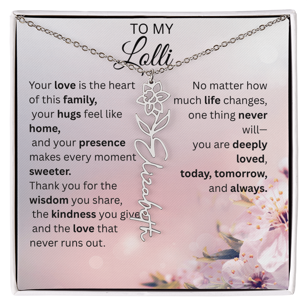 Personalized Lolli Flower Name Necklace – Custom Birth Flower Gift from Grandkids