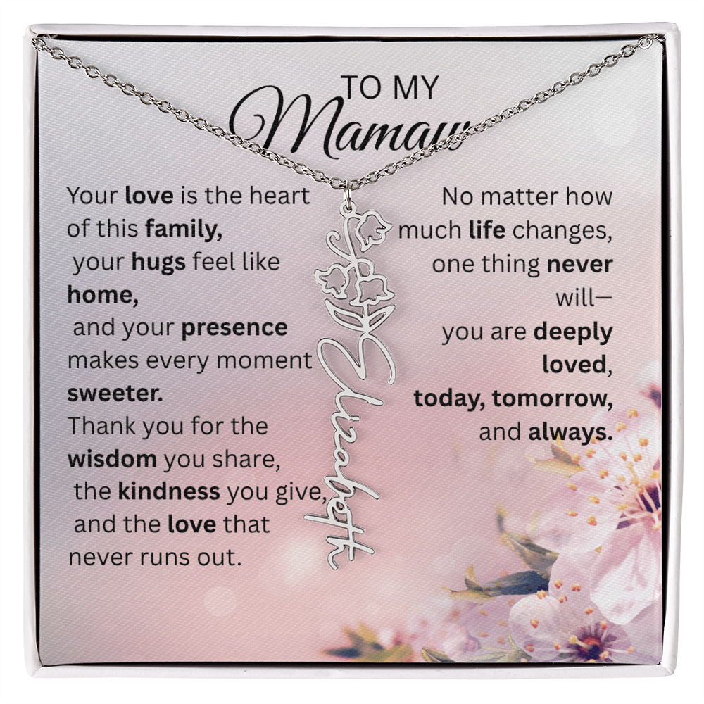 Personalized Mamaw Flower Name Necklace – Custom Birth Flower Gift for Grandma