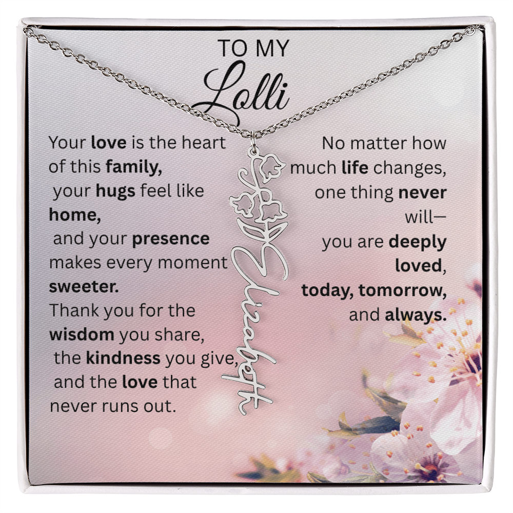 Personalized Lolli Flower Name Necklace – Custom Birth Flower Gift from Grandkids