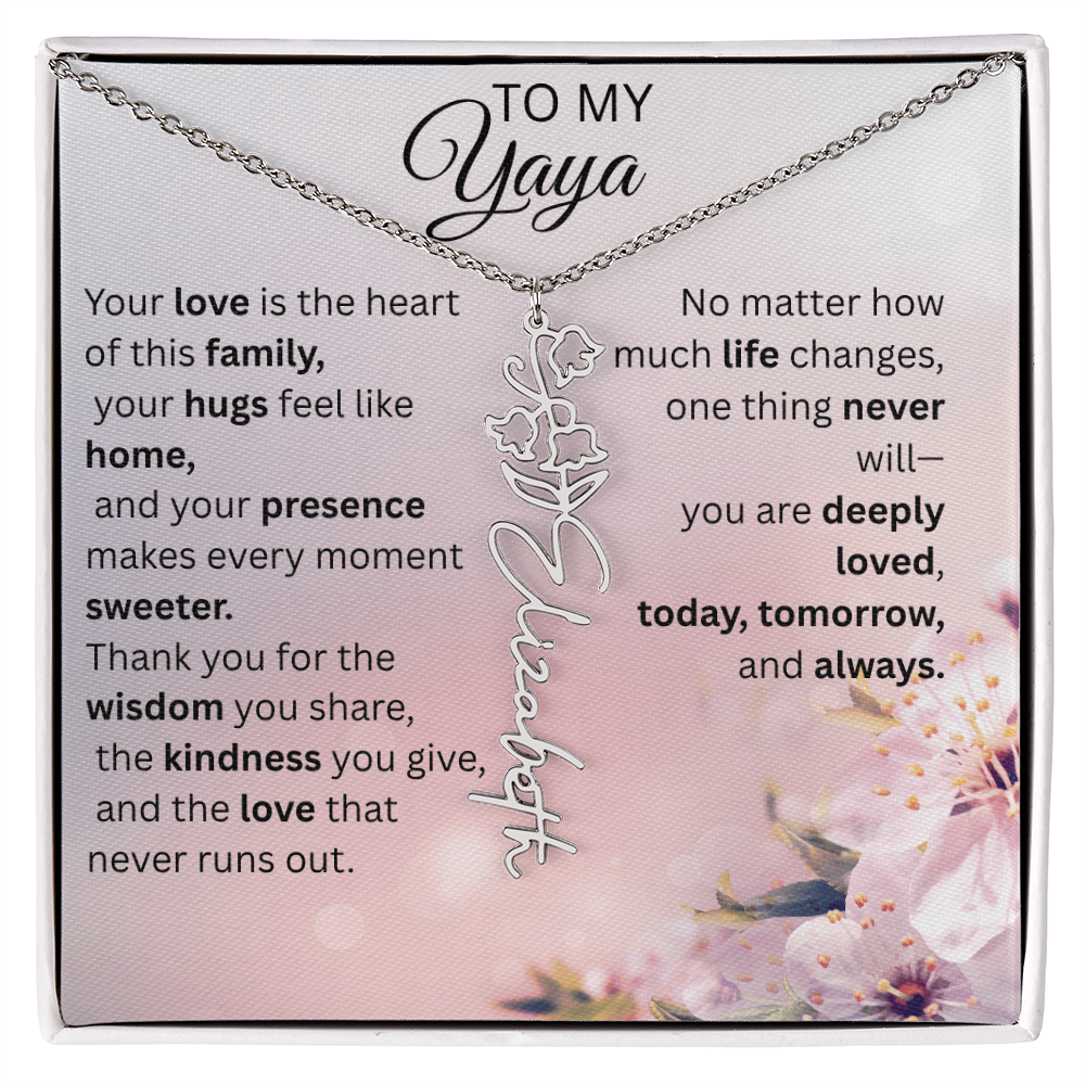 Personalized Yaya Flower Name Necklace – Custom Birth Flower Gift for Grandma