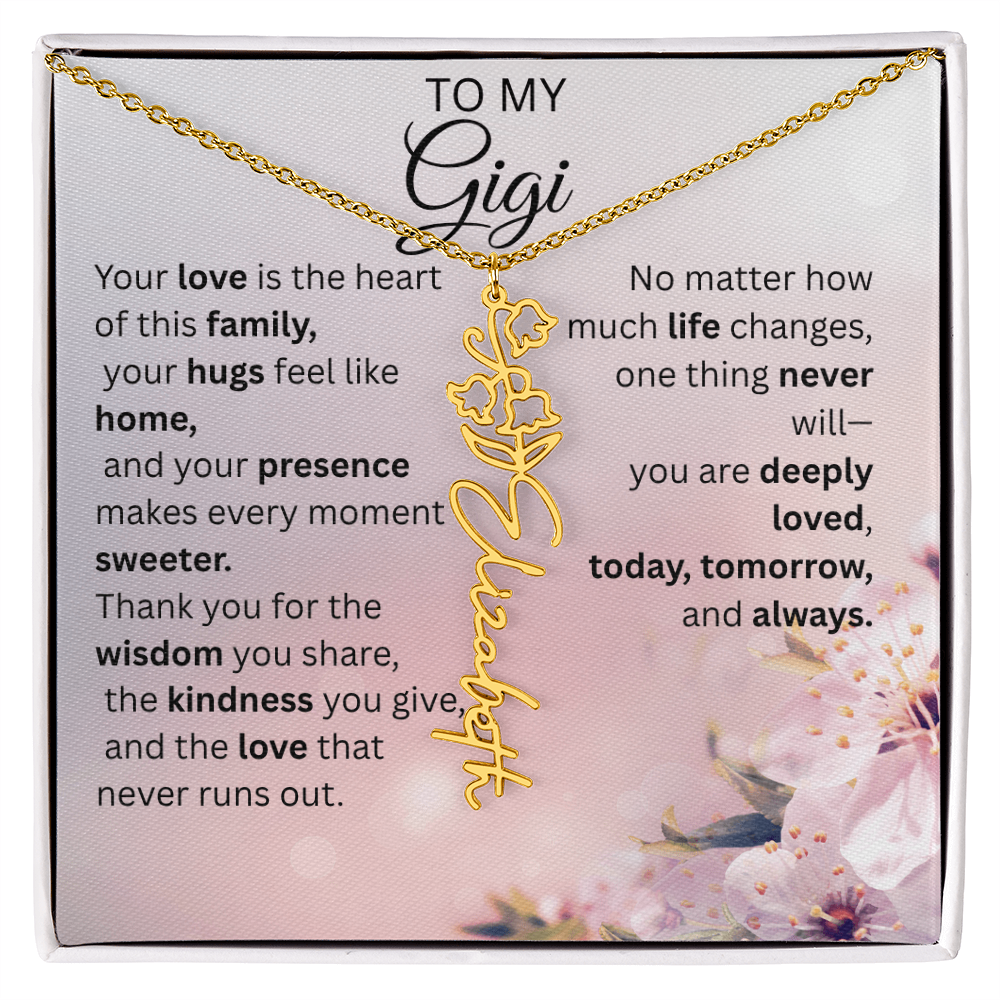 Personalized Gigi Flower Name Necklace – Custom Birth Flower Gift for Grandma