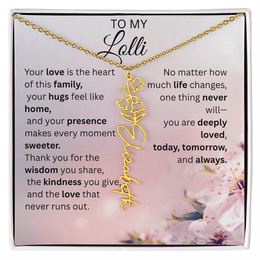 Personalized Lolli Flower Name Necklace – Custom Birth Flower Gift from Grandkids