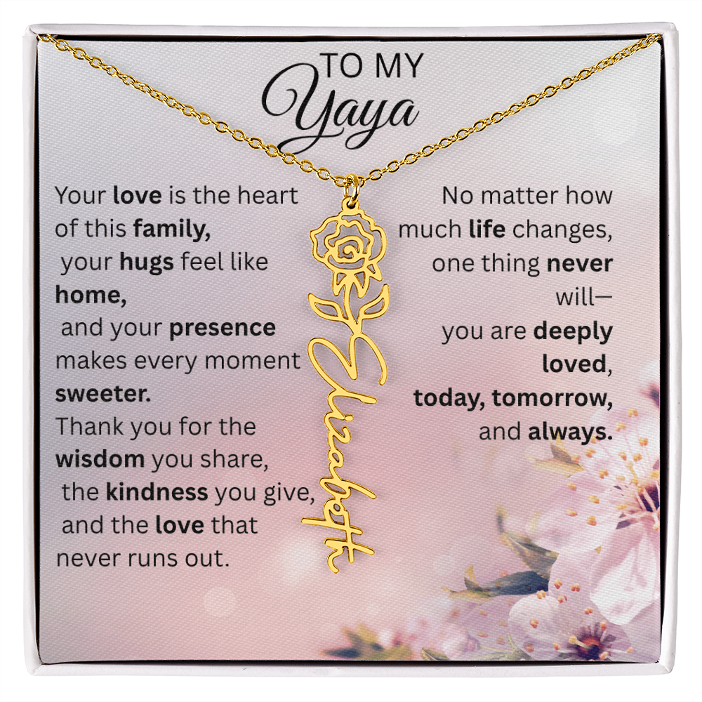 Personalized Yaya Flower Name Necklace – Custom Birth Flower Gift for Grandma