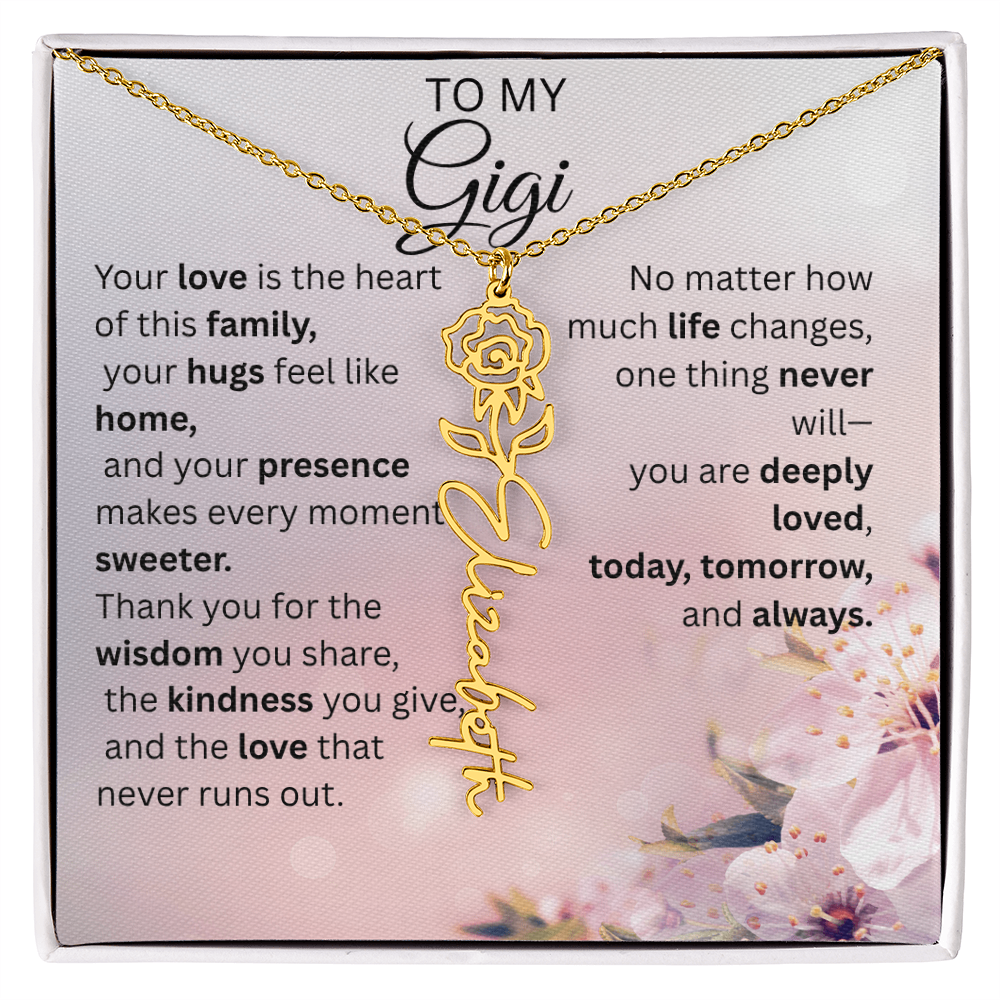 Personalized Gigi Flower Name Necklace – Custom Birth Flower Gift for Grandma
