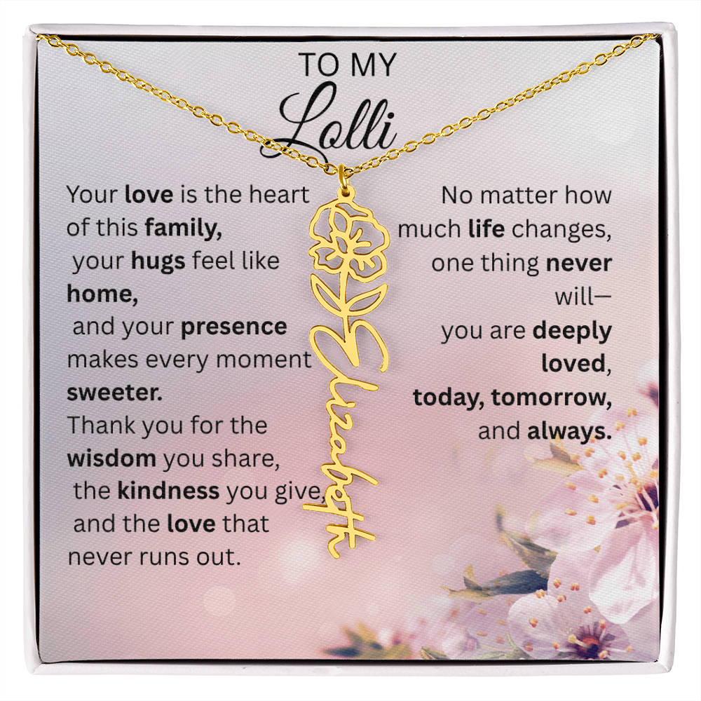 Personalized Lolli Flower Name Necklace – Custom Birth Flower Gift from Grandkids