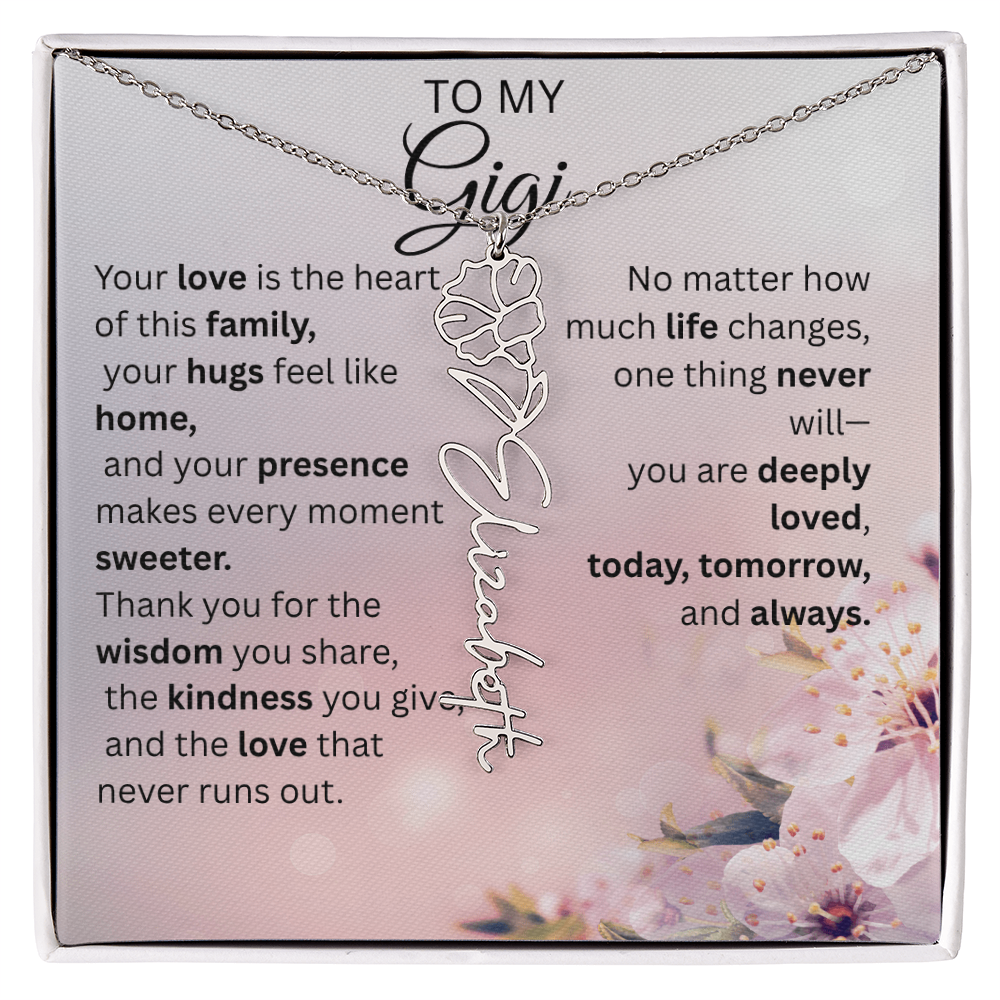 Personalized Gigi Flower Name Necklace – Custom Birth Flower Gift for Grandma
