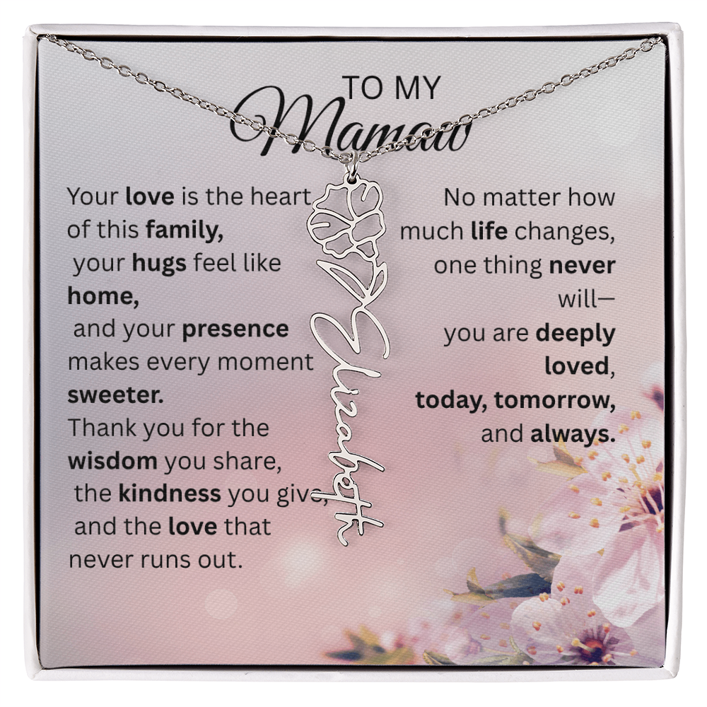 Personalized Mamaw Flower Name Necklace – Custom Birth Flower Gift for Grandma