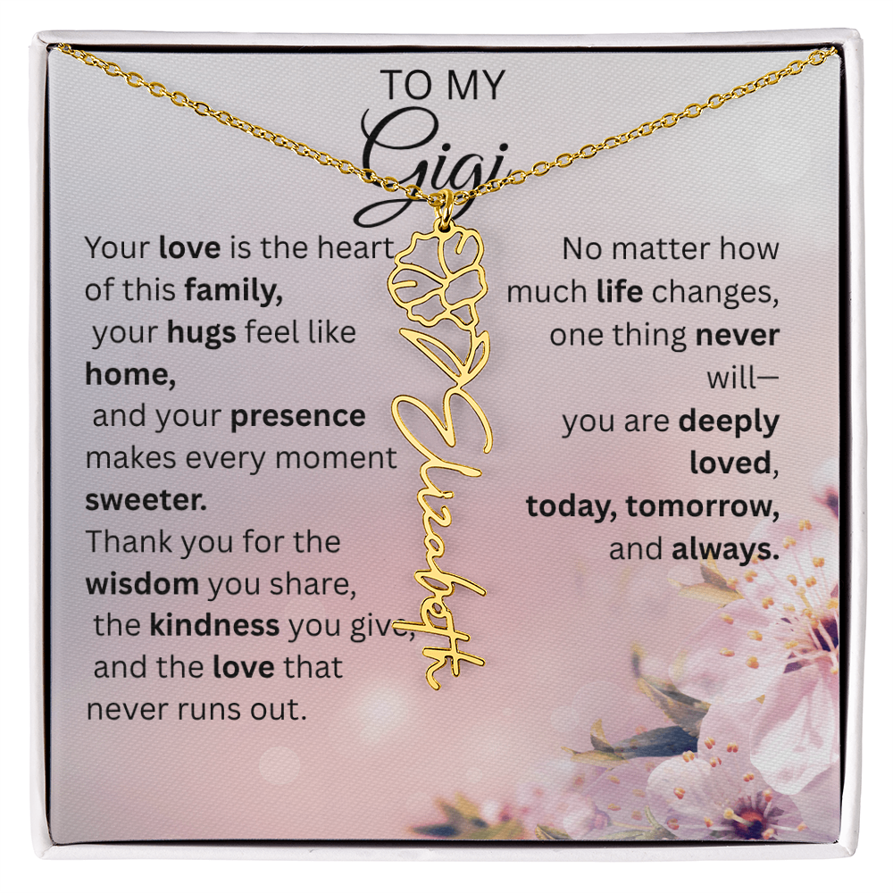 Personalized Gigi Flower Name Necklace – Custom Birth Flower Gift for Grandma
