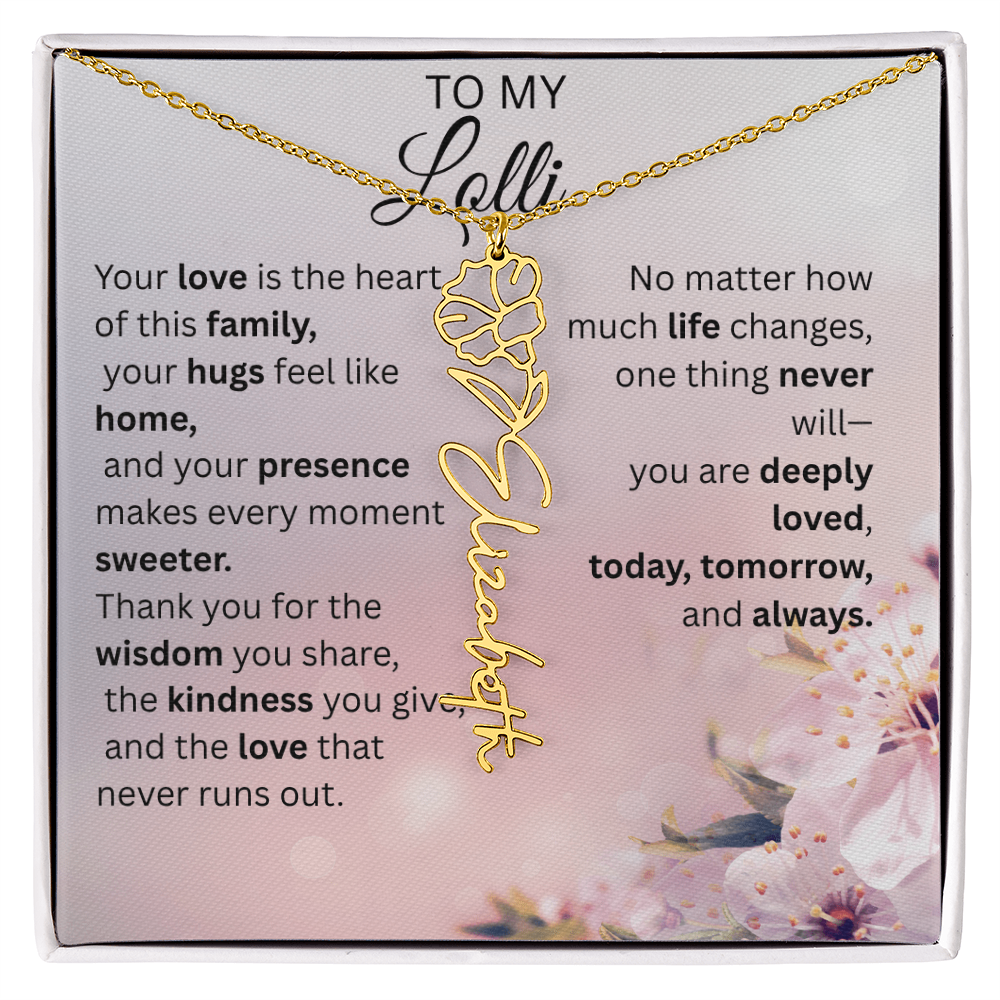 Personalized Lolli Flower Name Necklace – Custom Birth Flower Gift from Grandkids