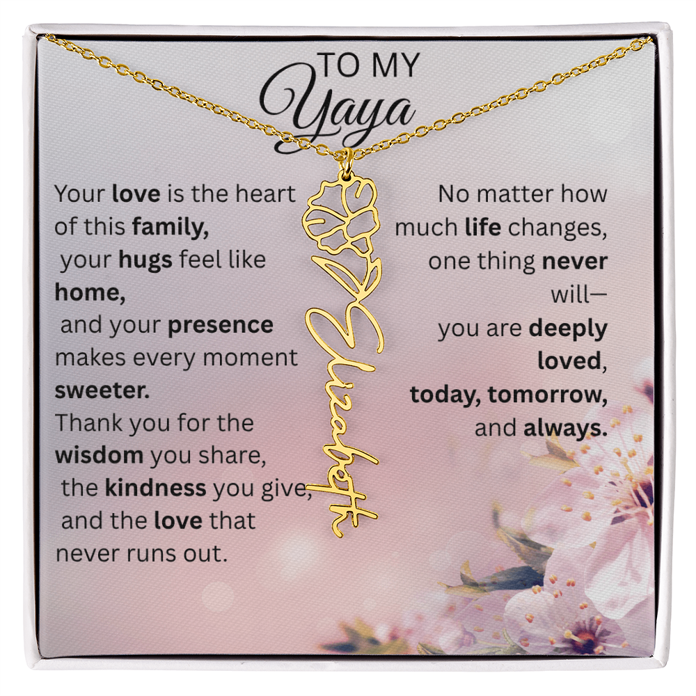 Personalized Yaya Flower Name Necklace – Custom Birth Flower Gift for Grandma