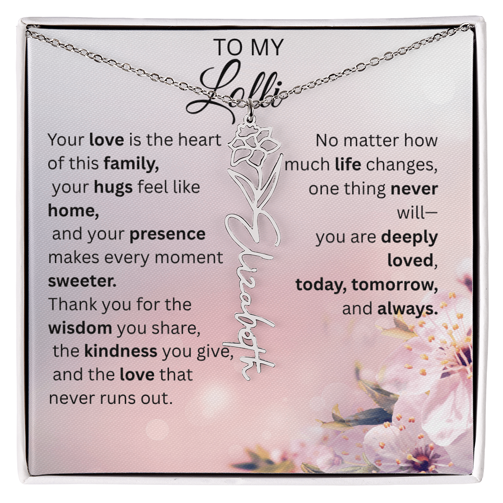 Personalized Lolli Flower Name Necklace – Custom Birth Flower Gift from Grandkids