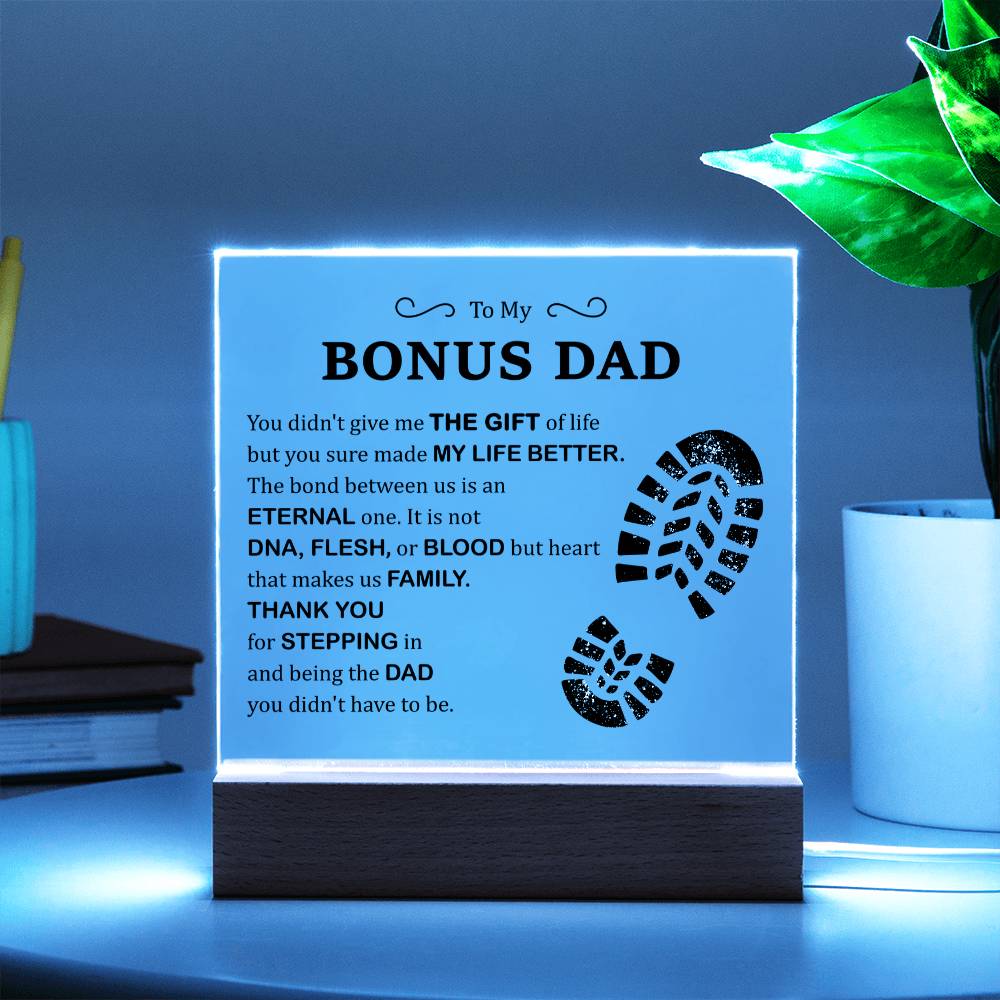 To My Bonus Dad Acrylic Plaque – Thank You for Stepping In and Being the Dad You Didn't Have to Be