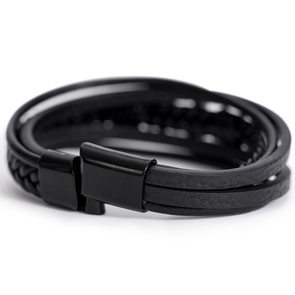 Blue Collar Dad Cross Leather Bracelet – Faith & Strength Gift for Dad